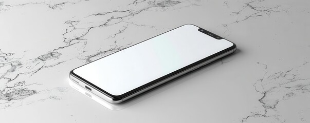 Modern smartphone with blank screen, white background, digital technology
