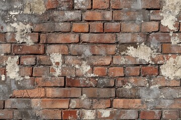 Fototapeta premium photorealistic image of an old, weathered brick wall with visible bricks and chipped paint