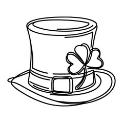 St. Patrick's Day Top Hat in a line drawing style