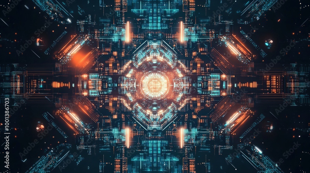 Poster creative graphics pattern art with a focus on abstract technology themes and detailed patterns. idea