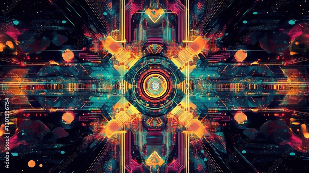 Poster creative graphics pattern art with a focus on technology-inspired patterns and abstract elements. th