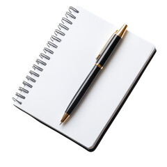 Naklejka premium A pen and a spiral notebook are placed on a white background. on transparent background png