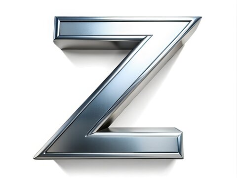 A stylized, modern, silver typography letter Z logo design with a 3D metallic finish, chrome gloss, and subtle gradient effect on a clean white background.