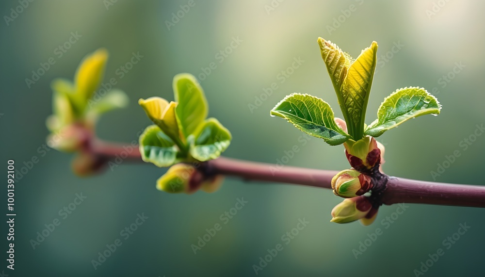 Sticker Hopeful bloom of a young sprout in vibrant springtime renewal