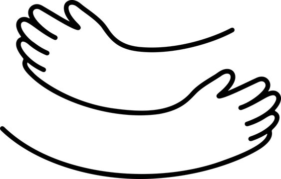 Hugging arms simple outline logo design. Black and white hand drawn line art of warm embrace. Cute cartoon illustration.