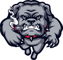 angry Smoking Bulldog Head Vector