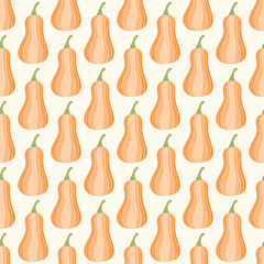 Seamless pattern of Autumn pumpkins on isolated background. Background for Autumn harvest holiday, Thanksgiving, Halloween, seasonal, textile, scrapbooking.