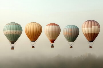 Vintage hot air balloon festival, steampunk, sepia tones, watercolor