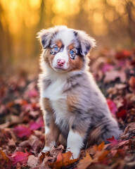 Obraz premium Gift a friend a multicolor baby australian shepherd with a delightful Canine Art