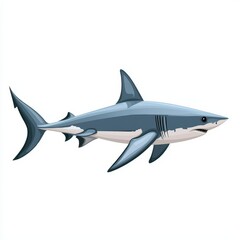 Obraz premium Shark Silhouette Swimming in Isolation on White Background