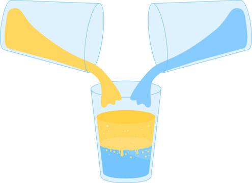 mixture of water and oil in a glass