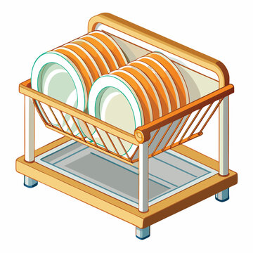 recommend clip art: Dish Rack vector illustration isolated on a white background