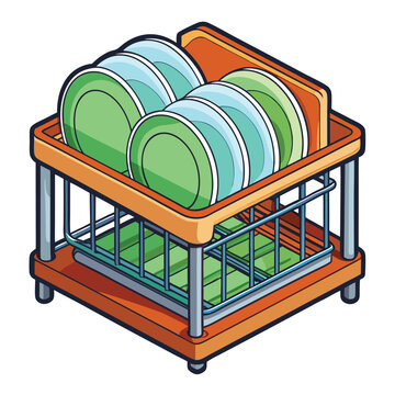recommend clip art: Dish Rack vector illustration isolated on a white background