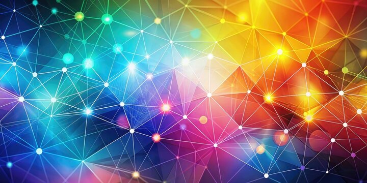 Colorful abstract background with geometric shapes and blurred mesh patterns, perfect for business, technology, and innovation designs, adding a modern and dynamic feel.