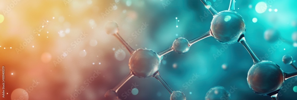 Fototapete Abstract representation of molecular structures with vibrant colors illustrating chemical interactions in a scientific setting. Generative AI