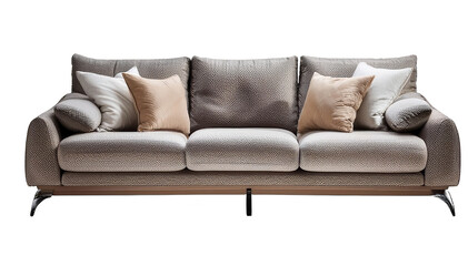 Fototapeta premium Contemporary Three-Seater Sofa with Plush Cushions and Stylish Upholstery