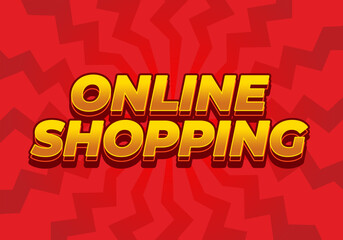 Online shopping. Text effect in 3D style with modern colors