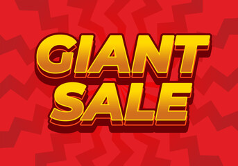 Giant sale. Text effect in 3D style with modern colors