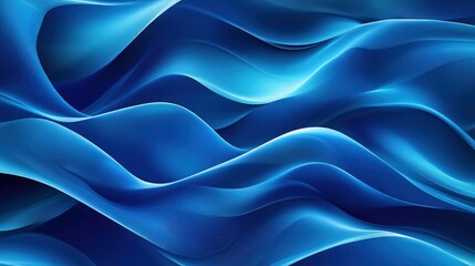 Fototapeta premium Dynamic abstract blue wave pattern featuring smooth, flowing forms. The gradient of blues creates a harmonious and calming visual effect