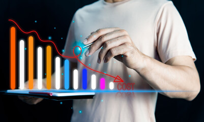 Cost reduction, techniques for reducing the cost business of natural resources, and energy,  A man...