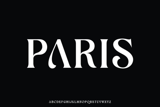 Unique elegant curvy alphabet display font vector illustration. Decorative paris typeface