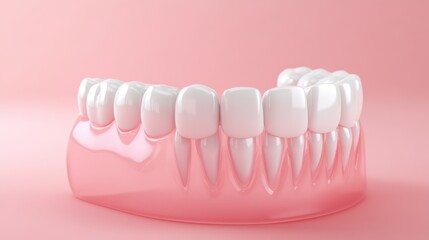 A close up of a mouth with a pink background