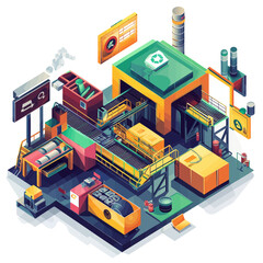 Isometric Recycling Center Waste Management