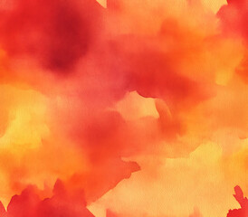 5. Fluid watercolor washes in vibrant shades of orange and red, blending harmoniously to create a warm atmosphere 