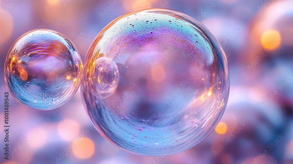 Poster a symphony of iridescent hues dance within the translucent spheres, reflecting the ethereal glow of 