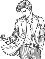 Man, Boy, and Husband Line Art Drawing vector design.