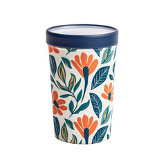 Decorative container with floral design, perfect for storage or decoration.