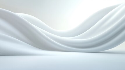 Fototapeta premium A white fabric with a wave pattern is displayed on a white background