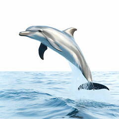 Obraz premium Dolphin leaping out of the water, showcasing agility and grace in a vibrant marine environment.
