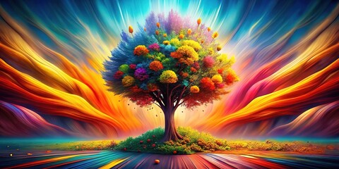 Abstract Metaphor Illustration Representing Growth, Change, and the Journey of Self-Discovery