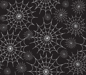 Decorative Halloween vector seamless pattern with spiders web