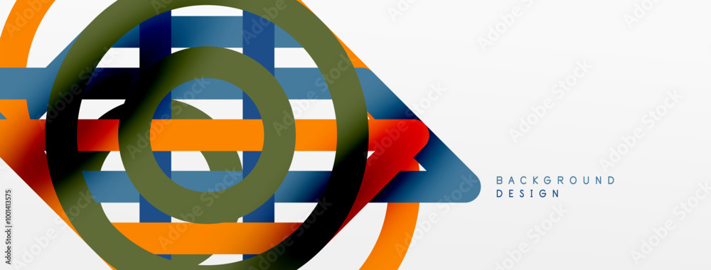 Poster abstract background - colorful circle lines technology or business digital template