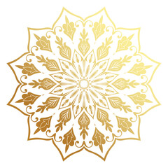 Mandala gold color. Vintage element on isolated background.