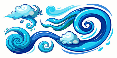 Abstract Wind Swirls In Blue Color Forming Dynamic Patterns