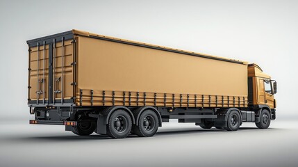 Naklejka premium Rear View of Cargo Truck Loaded with Cardboard Boxes, Ideal for Logistics and Transportation Themes