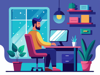 Programming at home stock illustration
