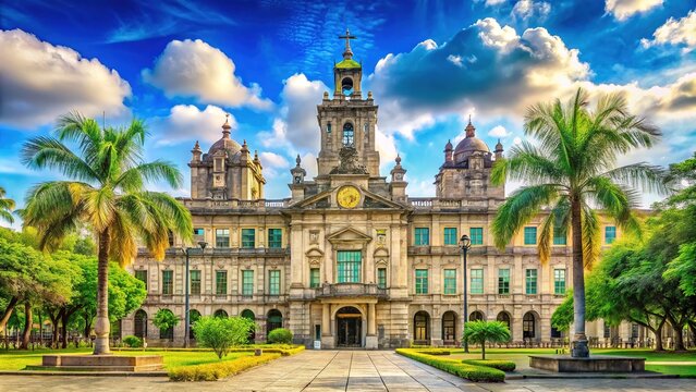 Beautiful architectural view of the historic University of Santo Tomas in Manila, Philippines