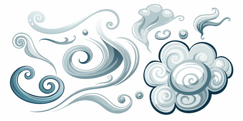 Gradient Grey Wind Swirls Vector Set
