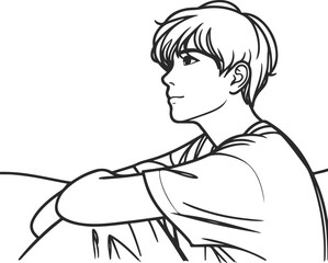 Man, Boy, and Husband Line Art Drawing vector design.