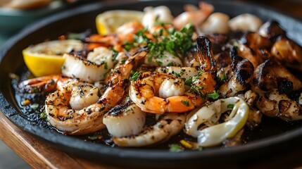 Grilled Seafood Platter with Lemon and Herbs
