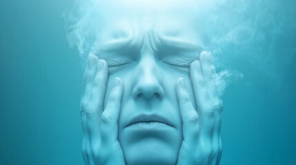 Man submerged in water, expressing emotion and frustration during a peaceful underwater moment