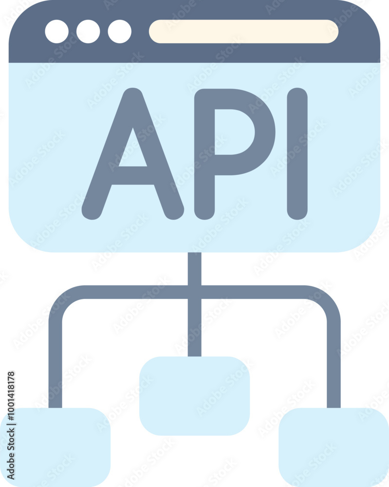 Poster conceptual illustration of an api connecting to multiple devices, perfect for explaining complex tec