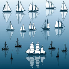 seventeen black ships with reflections on cyan
