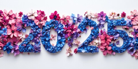 2025 Floral Numbers: A Delicate Arrangement of Blue and Pink Flowers