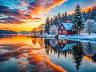 Fototapeta premium Capturing the Essence of Stillness: A Moment Frozen in Time for Reflection and Serenity