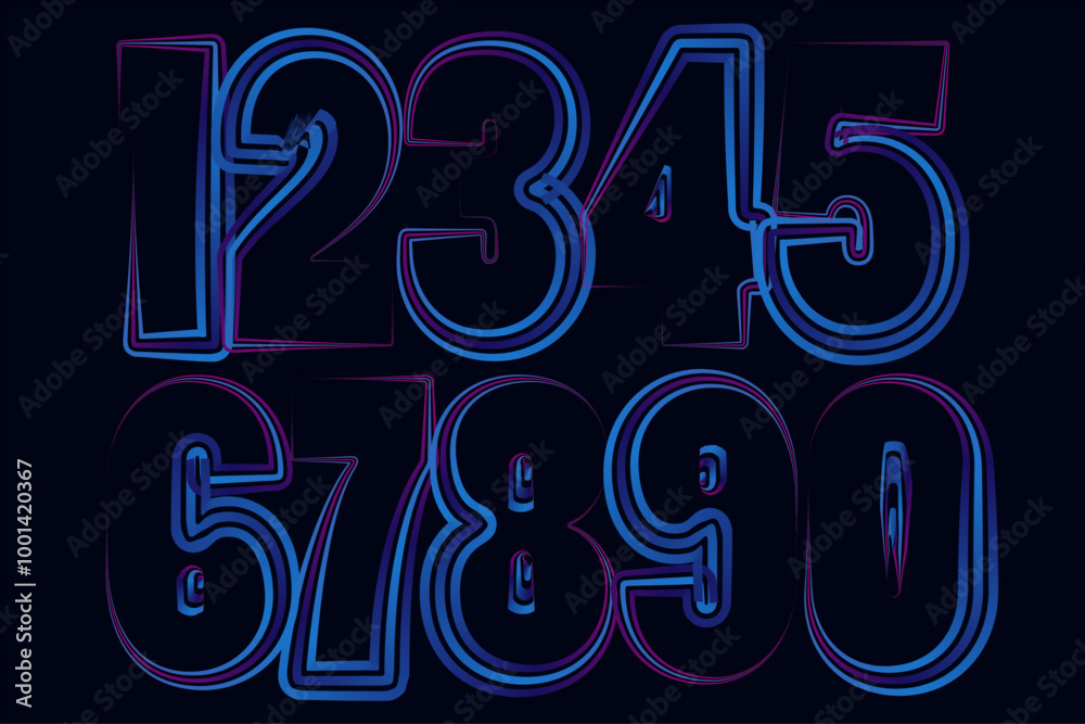 Poster vector set of number, numbers vector gradient color
